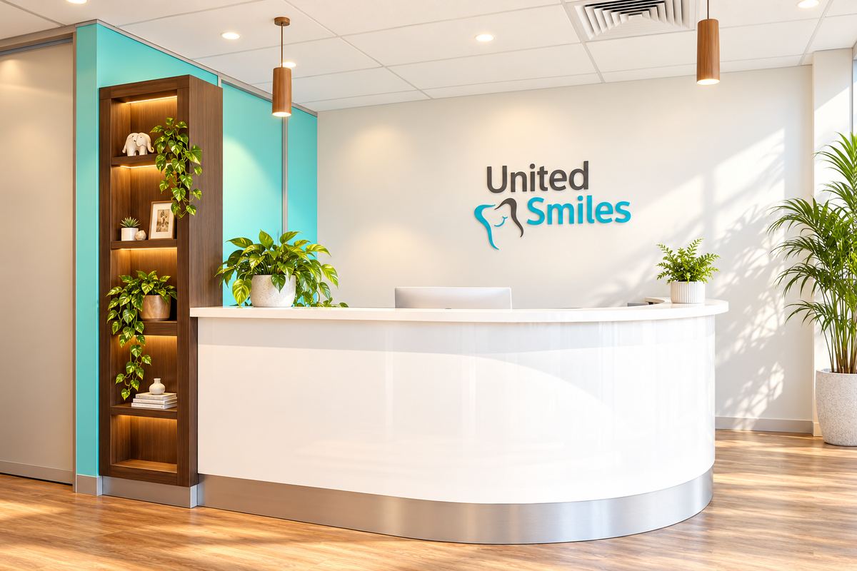 United Smiles reception desk and practice interior in Mernda